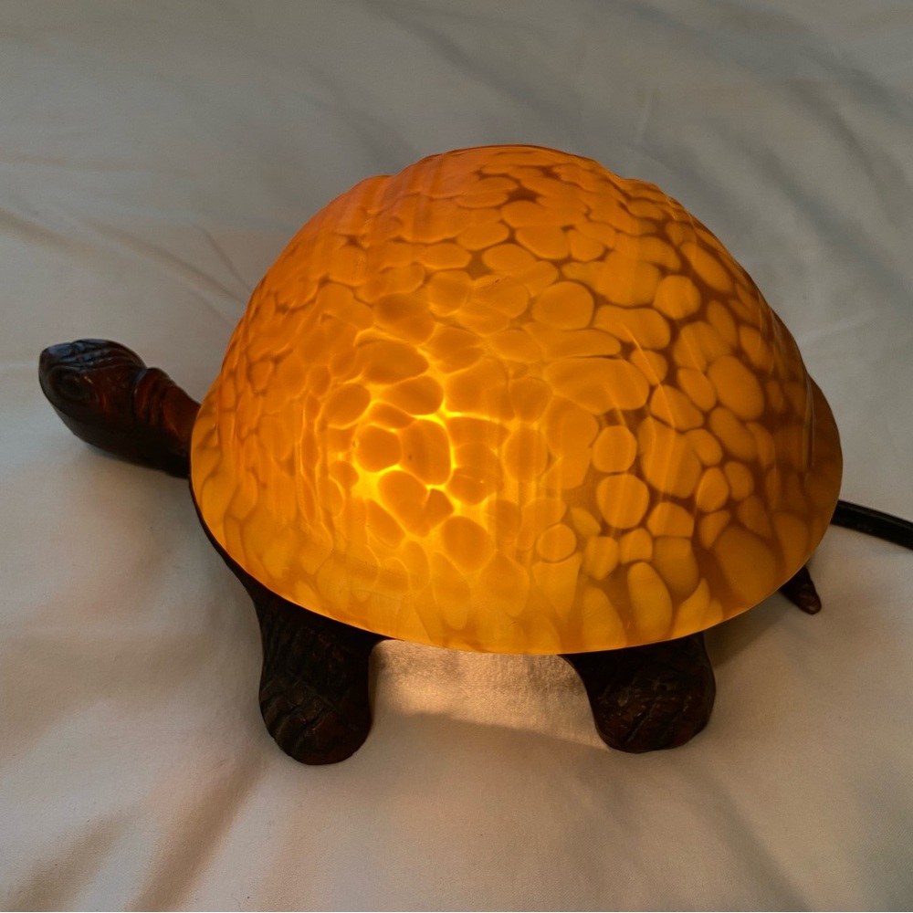 METAL AMBER TURTLE LAMP - Picture 2 of 14